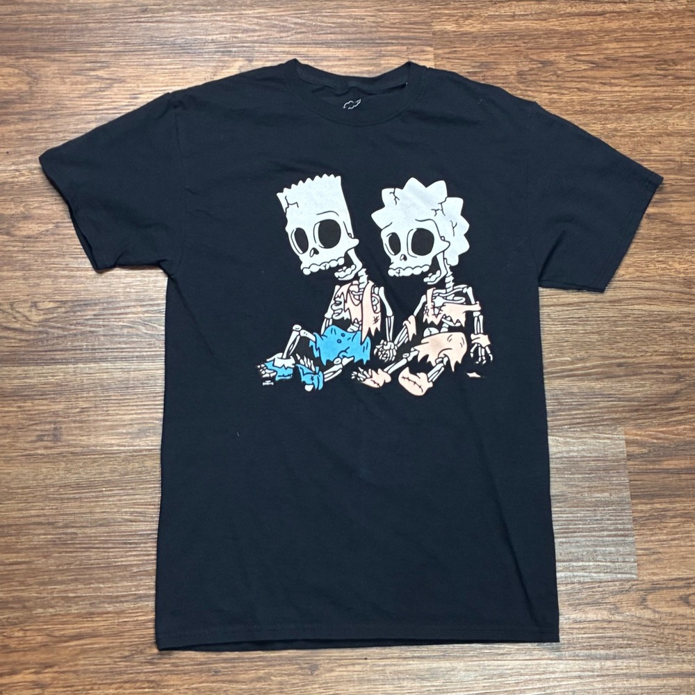 The Simpsons Bart & Lisa Skeleton Graphic T-Shirt Black Men's Medium